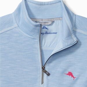 Tommy Bahama Sky Blue Pullover with Pink Embroidery